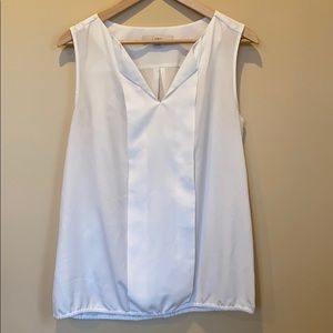 Ann Taylor Loft White Sleeveless Chiffon Blouse M